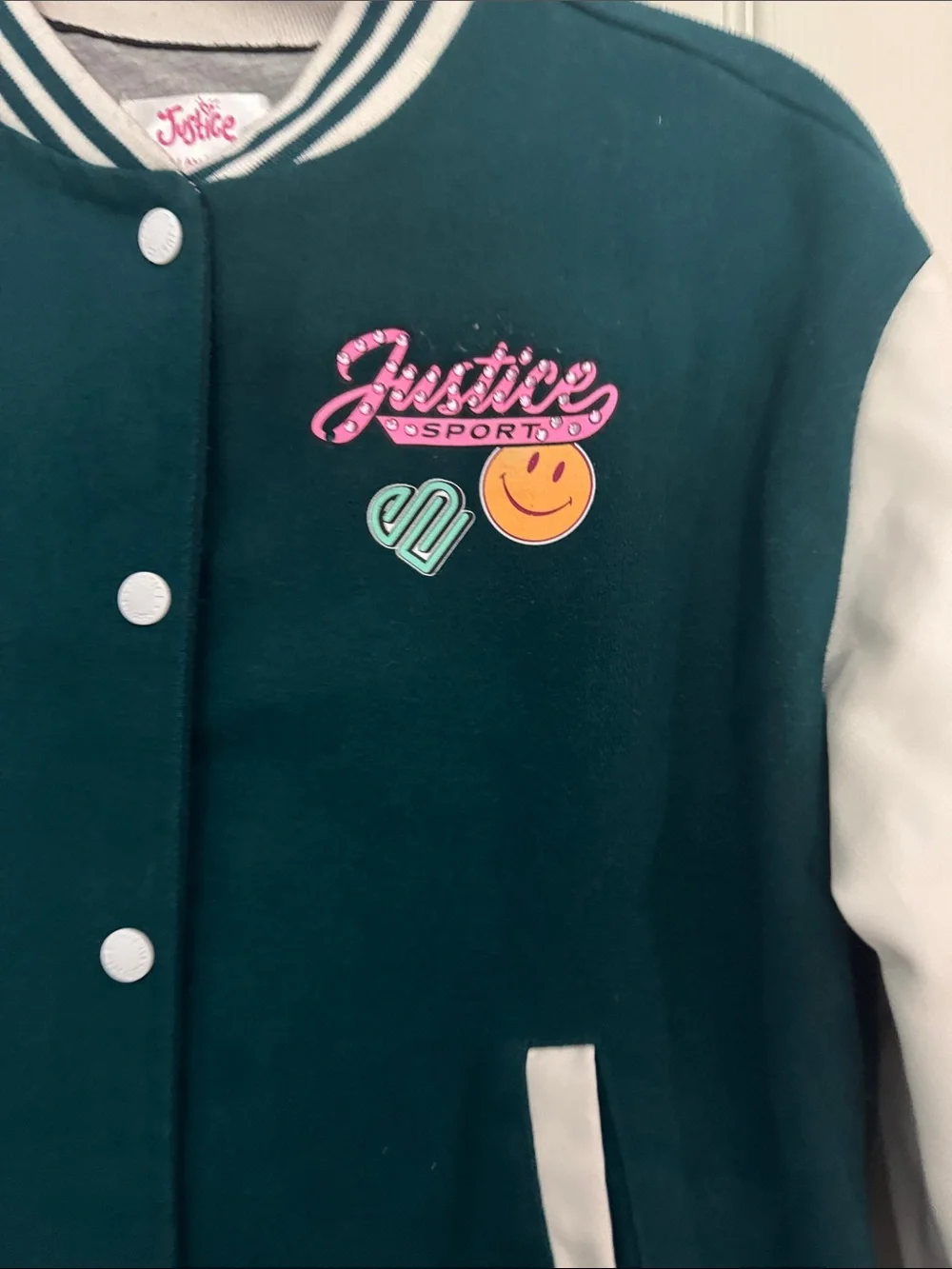 Justice snap striped jacket